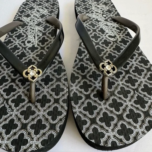 Brighton Flip Flops Thong Sandals Black & White Summer Shoes EUC Womens 8 - Picture 3 of 9